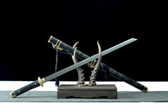 Tang Dao Meijian black scabbard - crossed display