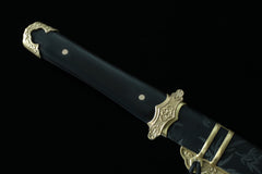 Tang Dao Meijian black scabbard - handle fitting detail