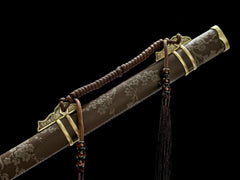 Tang Dao Meijian brown scabbard - upper fitting detail