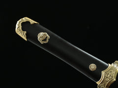 Tang Dao Meijian brown scabbard - handle fitting detail
