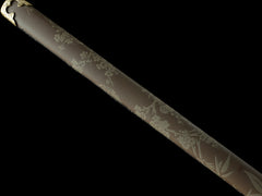 Tang Dao Meijian brown scabbard - full pattern detail
