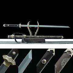 Tang Dao Meijian T10 steel sword in brown scabbard - overview