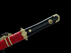 Tang Dao Meijian red scabbard - handle fitting detail