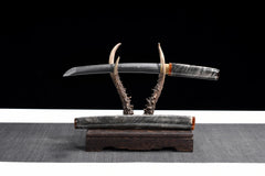 Tanto – Homurashimo 焔霜 - T10 clay tempered steel Tanto full product photo