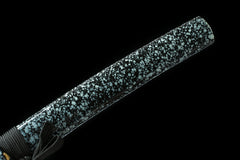 Tanto – Kuroboshi 黒星 - 65Mn manganese steel Tanto handle, guard, and fittings detail photo