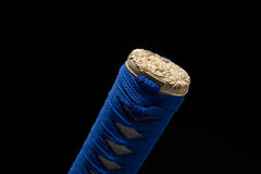 Tanto – Ryūseijin 流星の刃 - T10 clay tempered steel Tanto handle, guard, and fittings detail photo